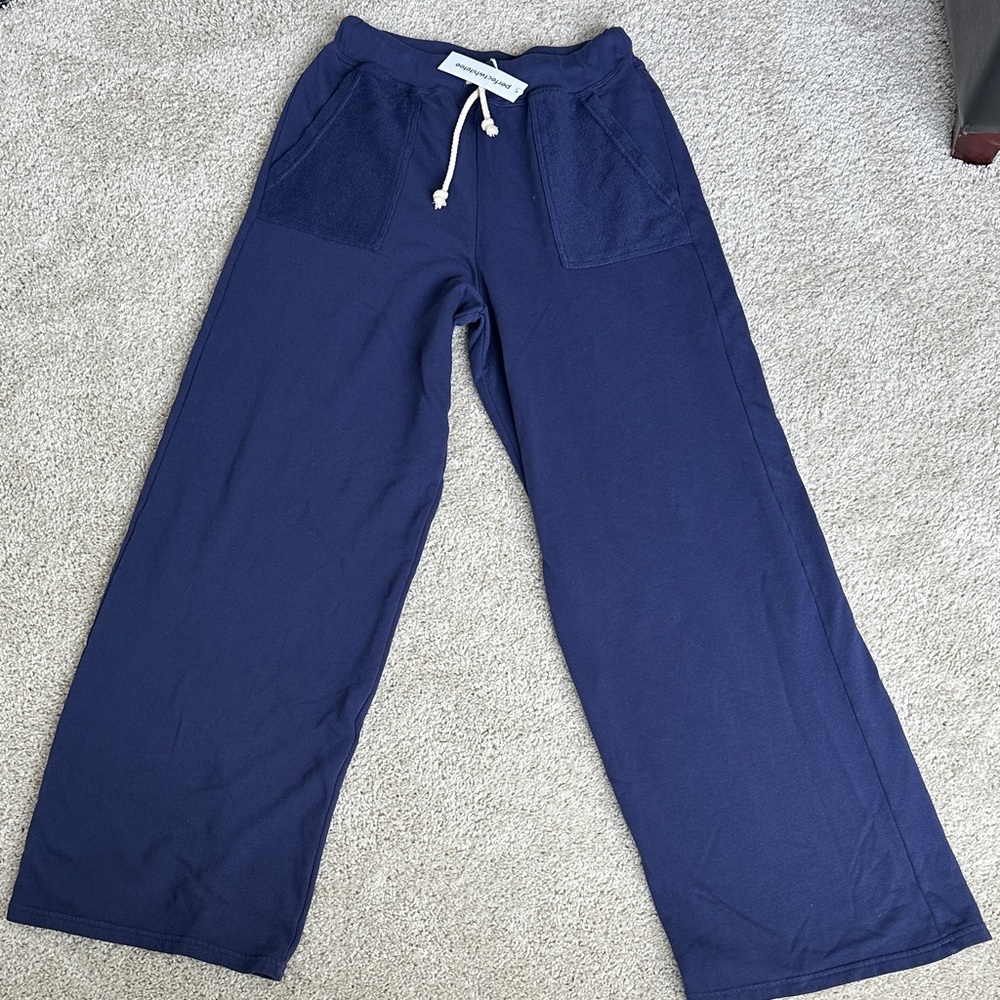 NWT PERFECT WHITE TEE Wide-Leg Drawstring Track Pants